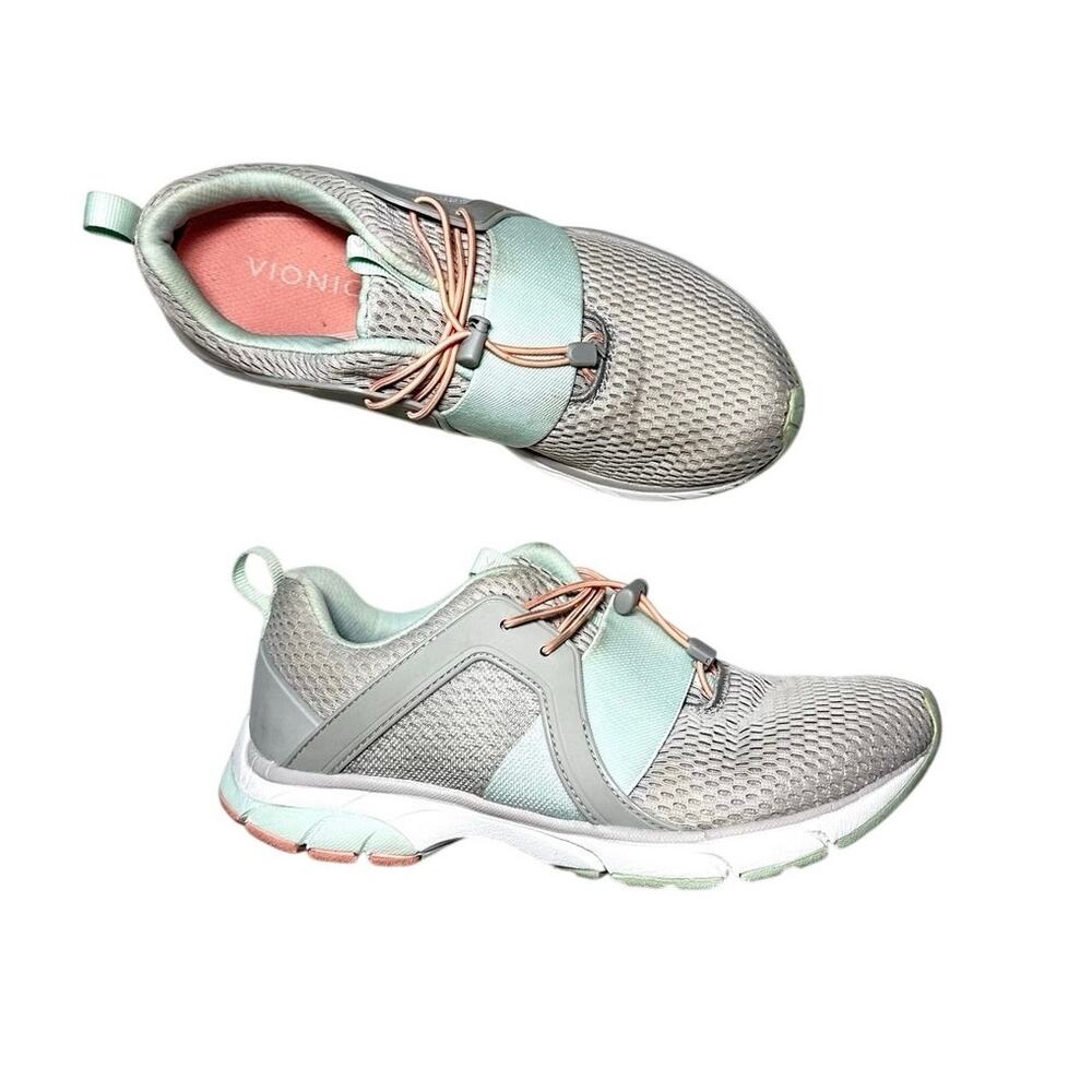 Vionic Berlin Sneakers Women’s 7.5 Supportive Gray Mint Orthopedic Comfort Shoes